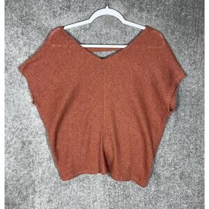 Sadie Love Short Sleeve Deep Plunge Open‎ Twisted Back Knit Top Women Size XL